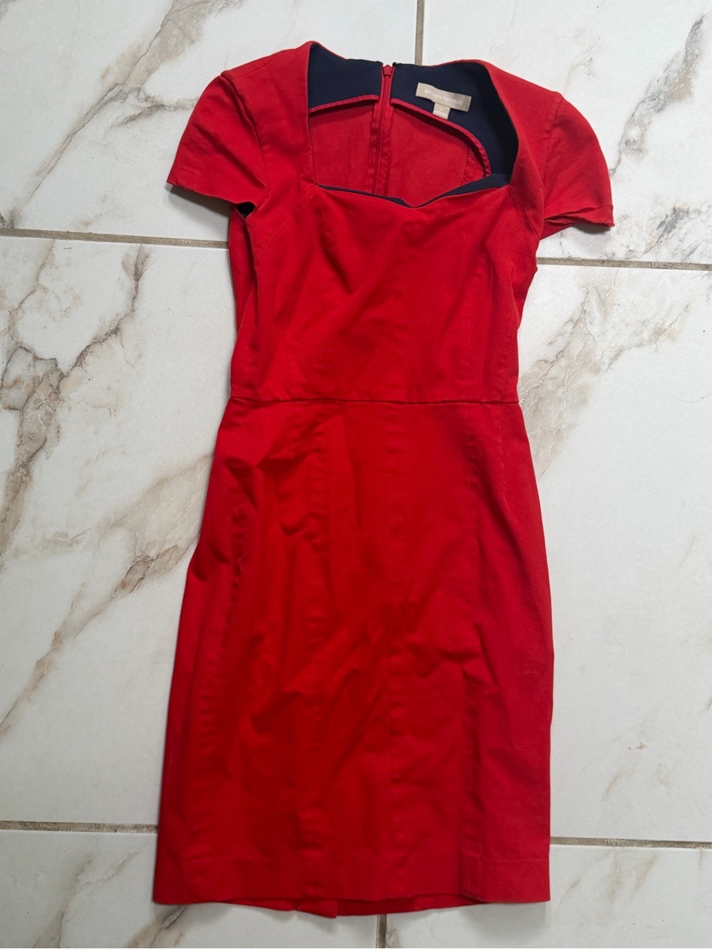 Banana Republic Red Midi Dress with Navy Trim